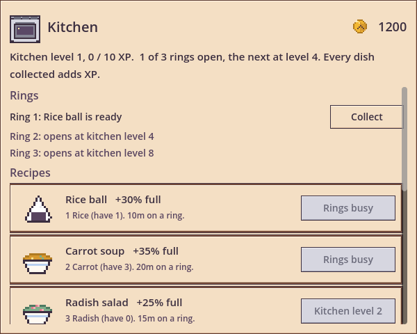 The kitchen: a rice ball ready, recipes and rings by kitchen level