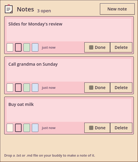 Three sticky notes
